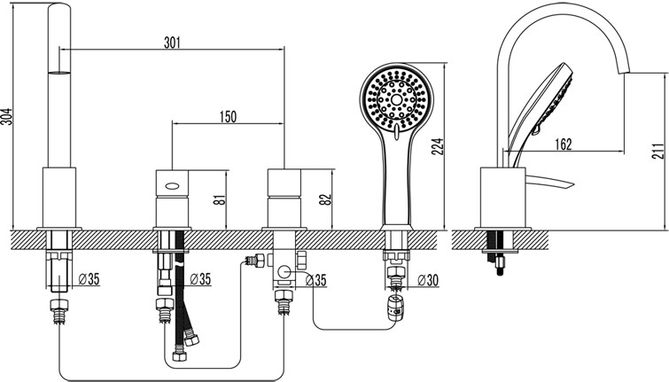 LM3241C Смеситель Atlantiss на борт ванны LEMARK ATLANTISS  - Вид №1