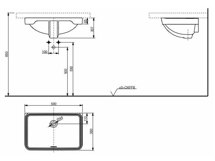 Керамическая раковина с утопленным под столом прямоугольная раковина TOTO WU LW1535Y / LW1536Y ARCH-00104670 - Вид №7