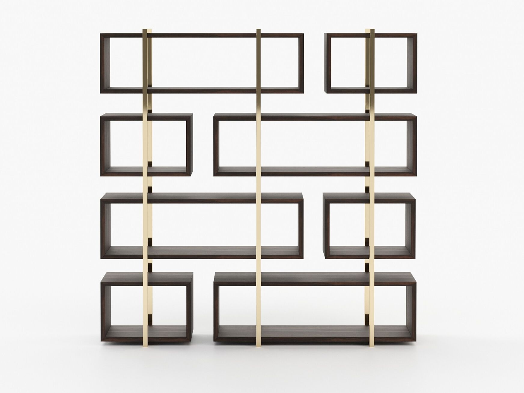 Двухсторонний книжный шкаф из нержавеющей стали и дерева Laskasas ARCH-00011168