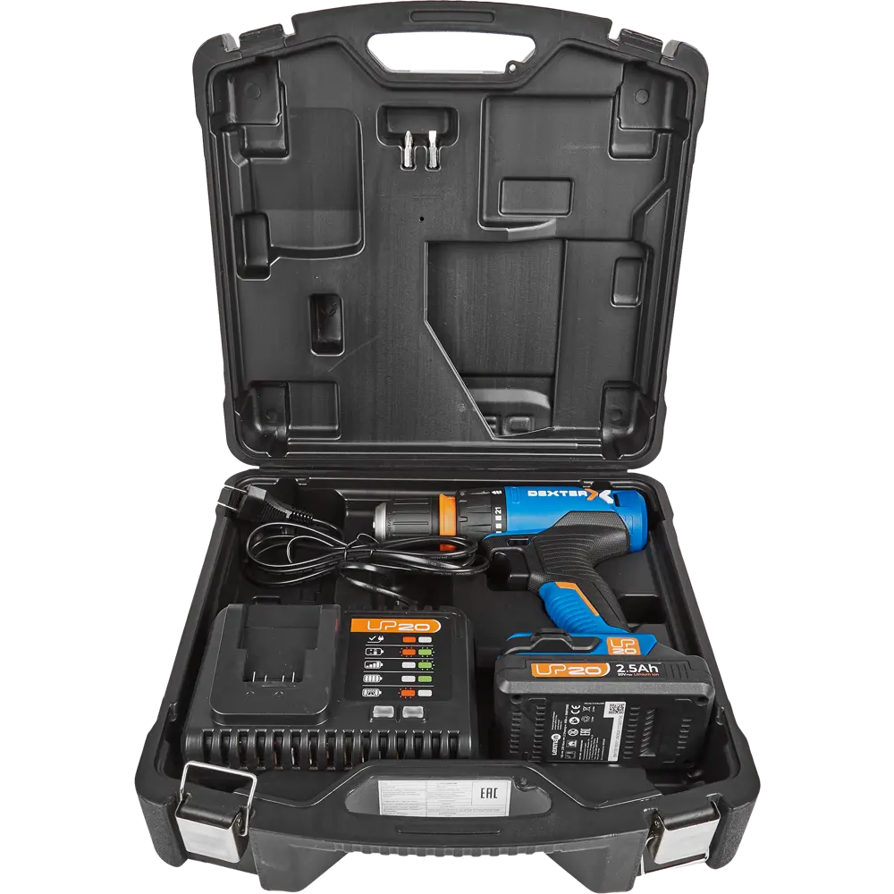 Дрель аккумуляторная Dexter 20VSD2-35RCA.1A, 20 В Li-Ion 2.5 Ач 82457018 STLM-2050147  - Вид №5