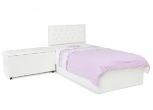 Кровать классика ABC-KING Фея с бел кожей и стразами Сваровски (190*90) без ящика