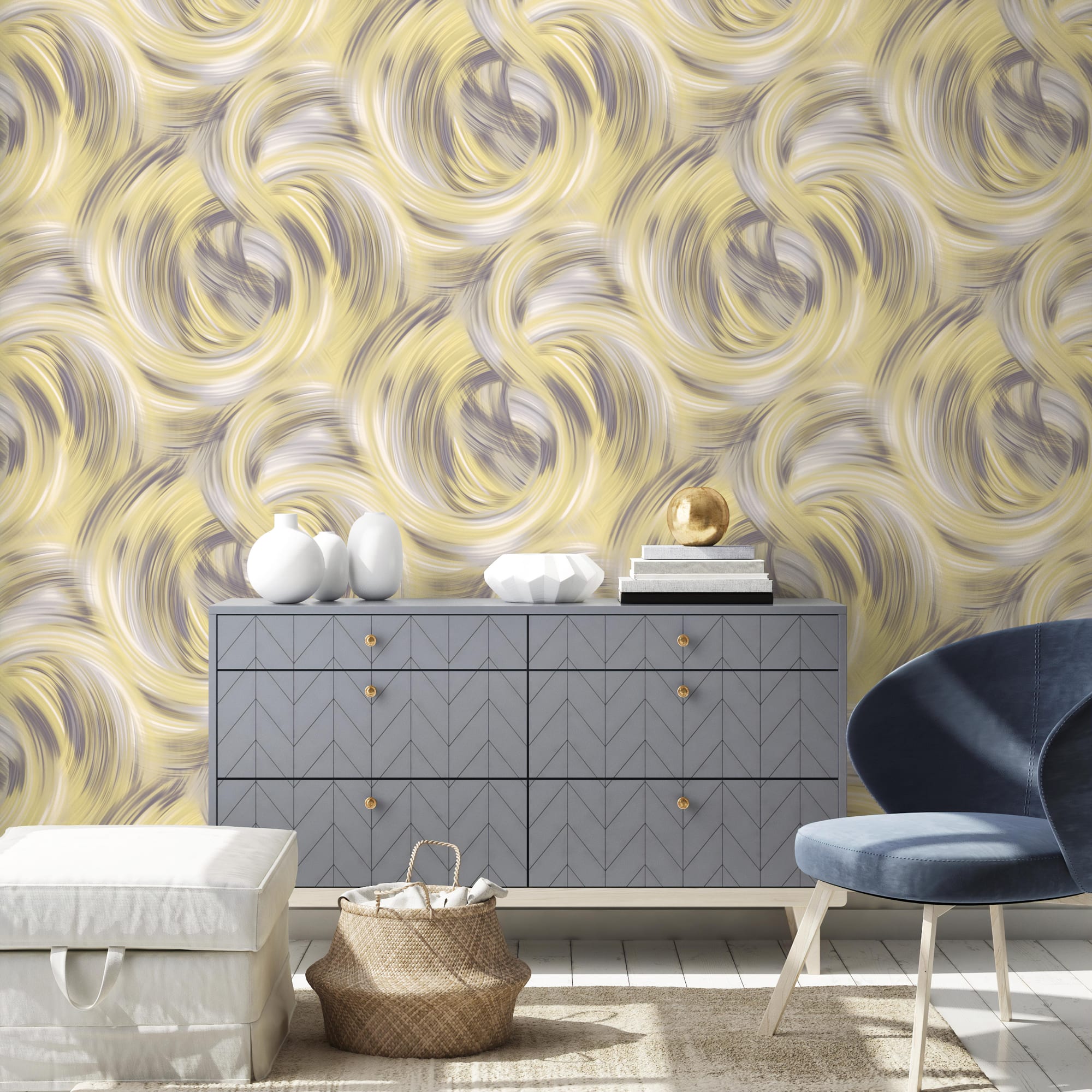 88477853 Обои флизелиновые Deco-Deco желтые 1.06 м DD6017-05 Energy Santreyd - Вид №2