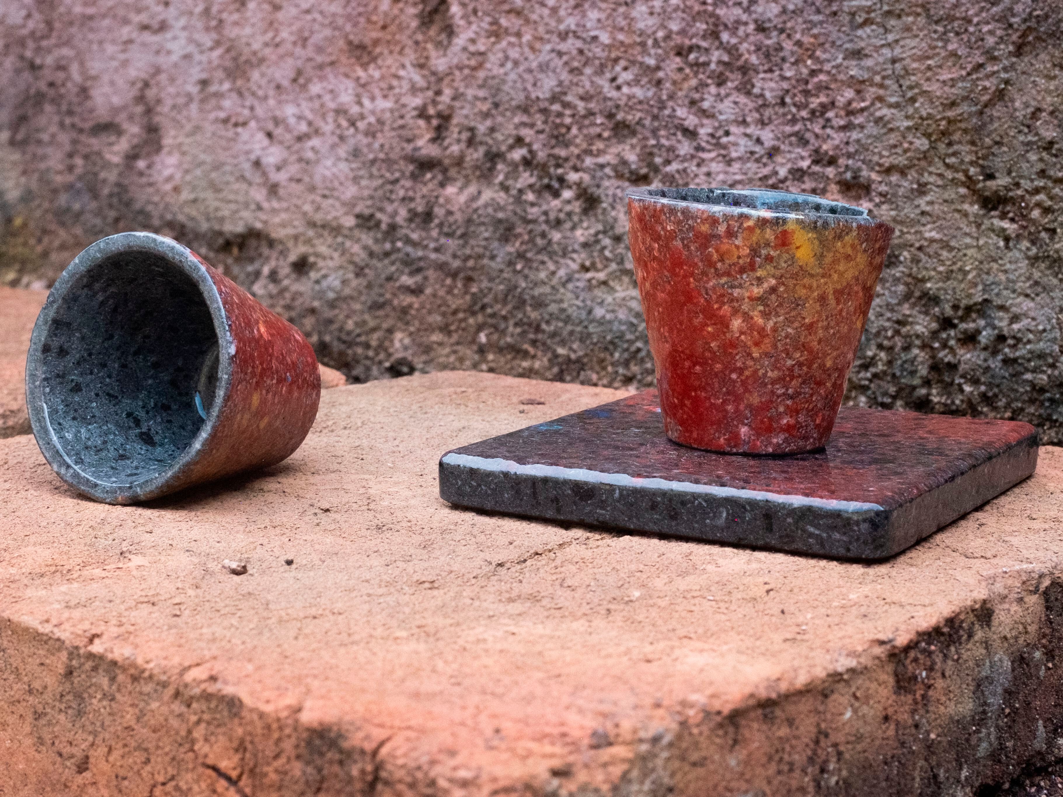 Кофейная чашка из лавового камня Etnea с блюдцем Cuorelavico момент ARCH-00083742 - Вид №1