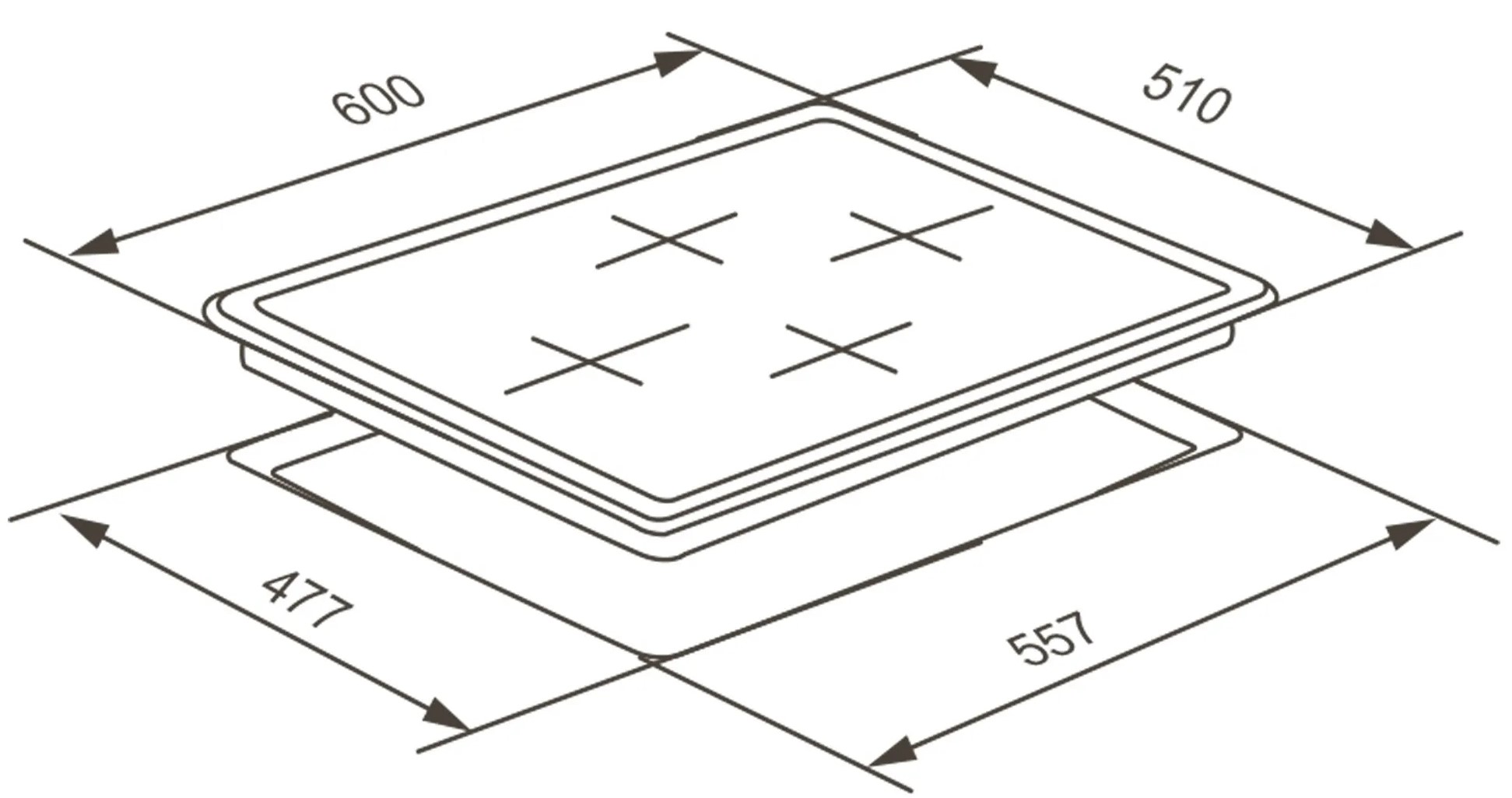 9168782 Газовая варочная поверхность Meferi MGH604BK GLASS ULTRA STDN-0037130 - Вид №16