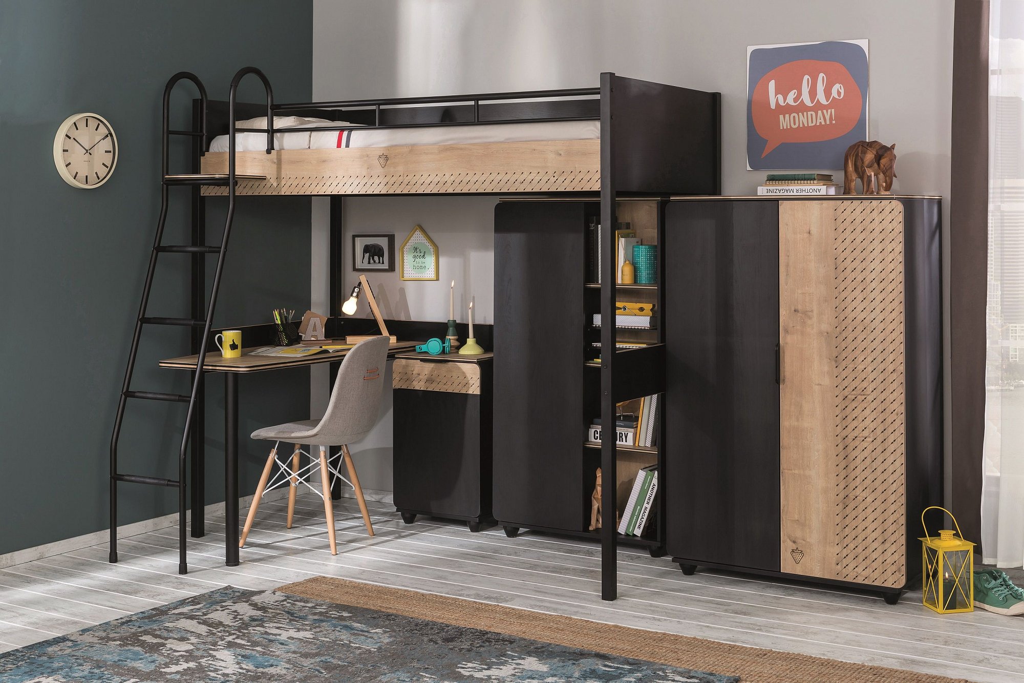 Книжный шкаф черный с дверцей Black CILEK BLACK 00-3832187 Черный Santreyd - Вид №1