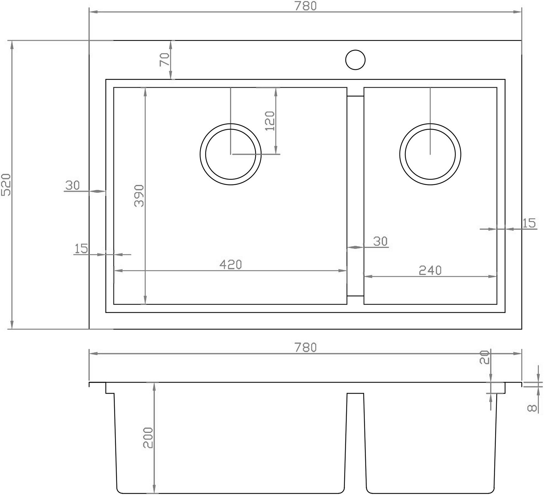 Мойка кухонная ZorG Master X Arte ZM X-5278-L из нержавеющей стали, сталь - Вид №1