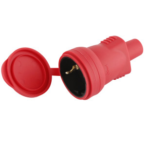 Влагостойкая розетка Duwi с заземлением для улицы, красный каучук 86245423