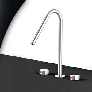 Смеситель для раковины сталь глянцевая с красной ручкой Toki Radomonte TKI24LCIL35