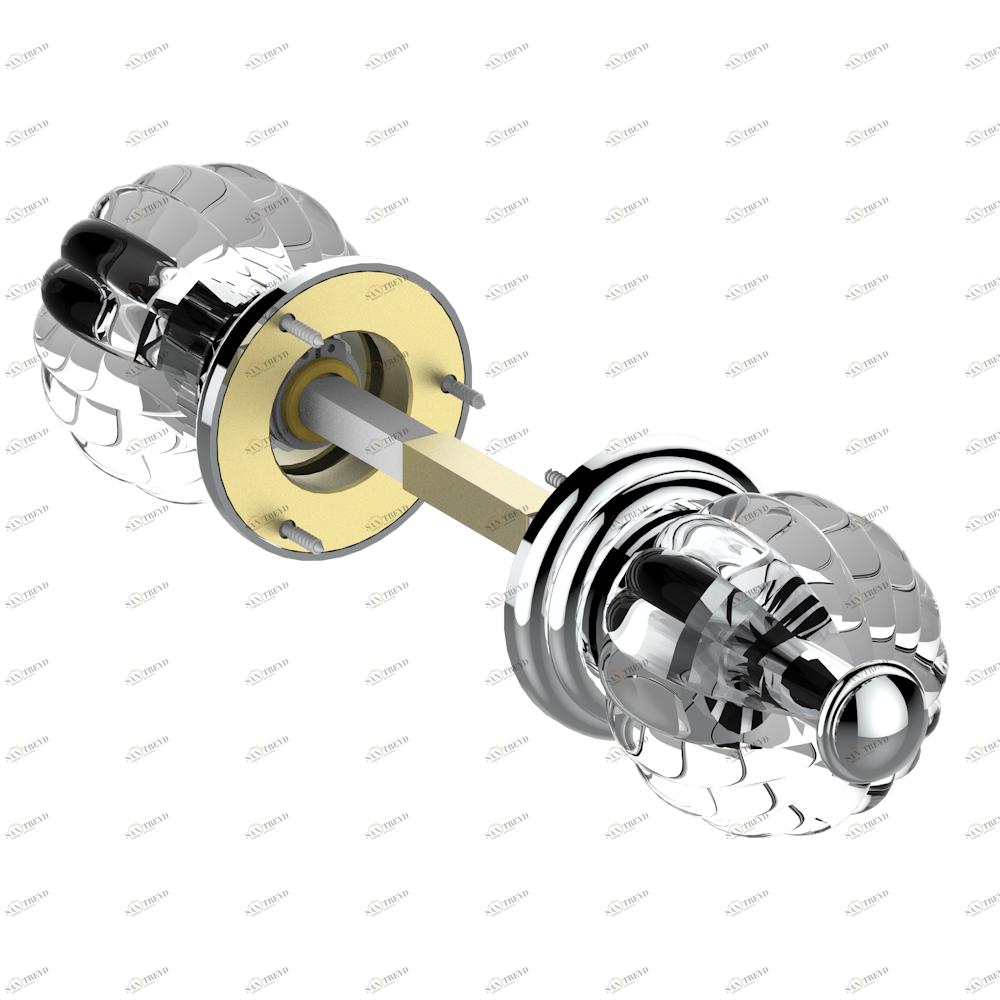 U1D-638 Ручка дверная двухсторонняя - 7 мм стержень Thg-paris Mandarine со светлым хрусталём Хром U1D-638 CAT.A