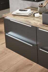 UTA3360RG(777/177) Puris Aspekt, шкаф под столешницу (2 ящика, ручки черный мат.) 600 мм, цвет серый космос матовый