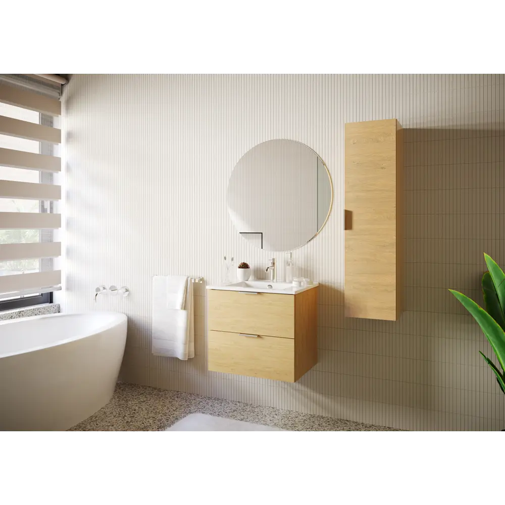 Тумба под раковину подвесная Sensea Essential 60 см цвет дуб STLM-2133366 - Вид №11