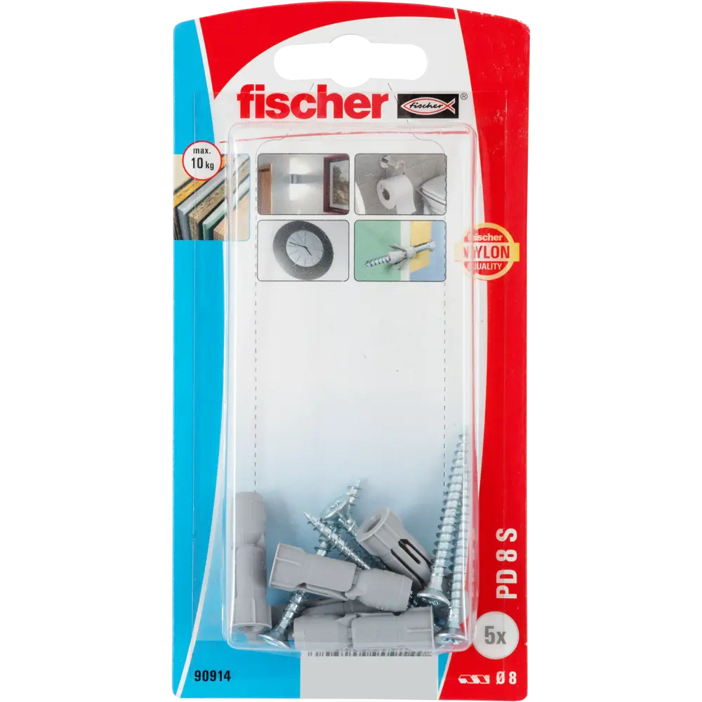 Дюбель для гипсокартона Fischer PD с шурупом, 8х29 мм, нейлон/оцинкованная сталь, 5 шт. 12469949 STLM-2047341  - Вид №5