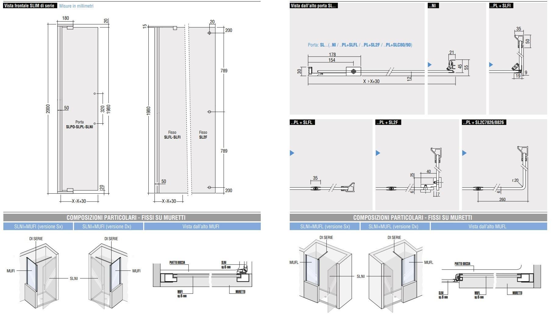 DISENIA Душевая кабина в нише с двустворчатой ​​дверью Slim Sl2p - Вид №1
