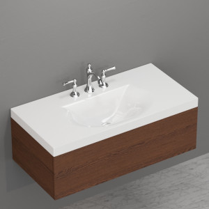 393701 Умывальник 100x50 с 1 отверстием (3 отверстия по запросу) для подвесной мебели цвет Белая глазурь Kerasan Bentley Италия