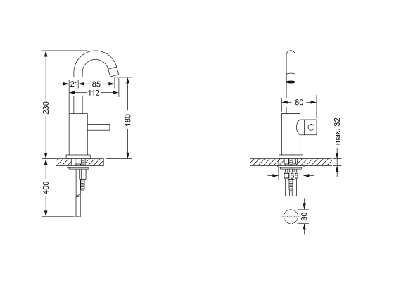 Смеситель однорычажный для маленькой раковины JOERGER Charleston Square 634.10.224.000 - Вид №1