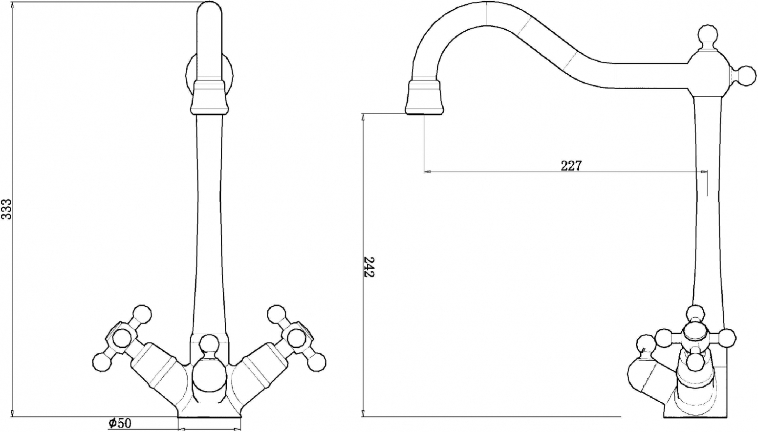 Смеситель ZorG Sanitary ZR 515 YF BR для кухонной мойки, бронза - Вид №1