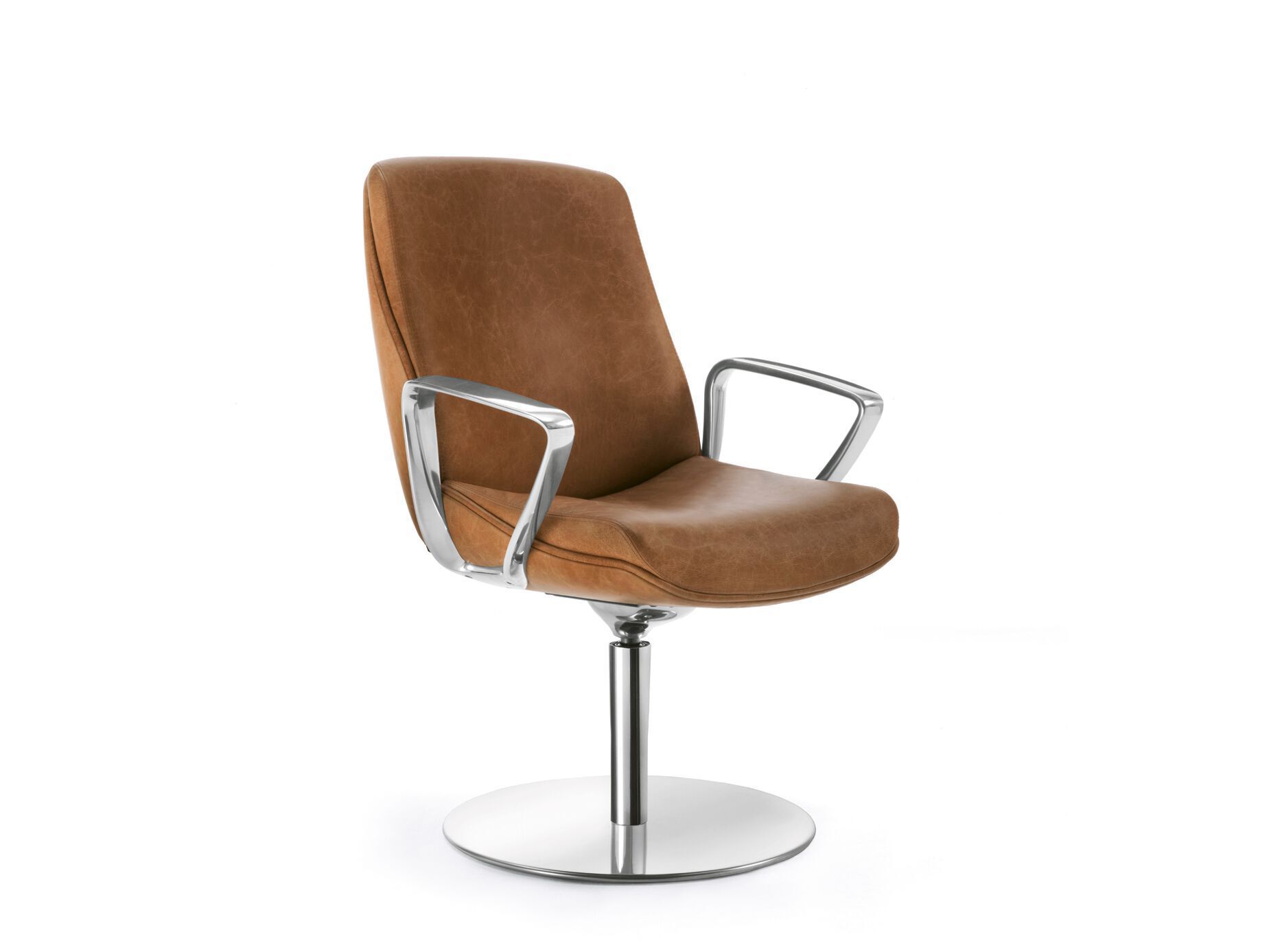 Кожаный поворотный стул для зала ожидания с подлокотниками Sesta Jada ARCH-00001626 - Вид №1