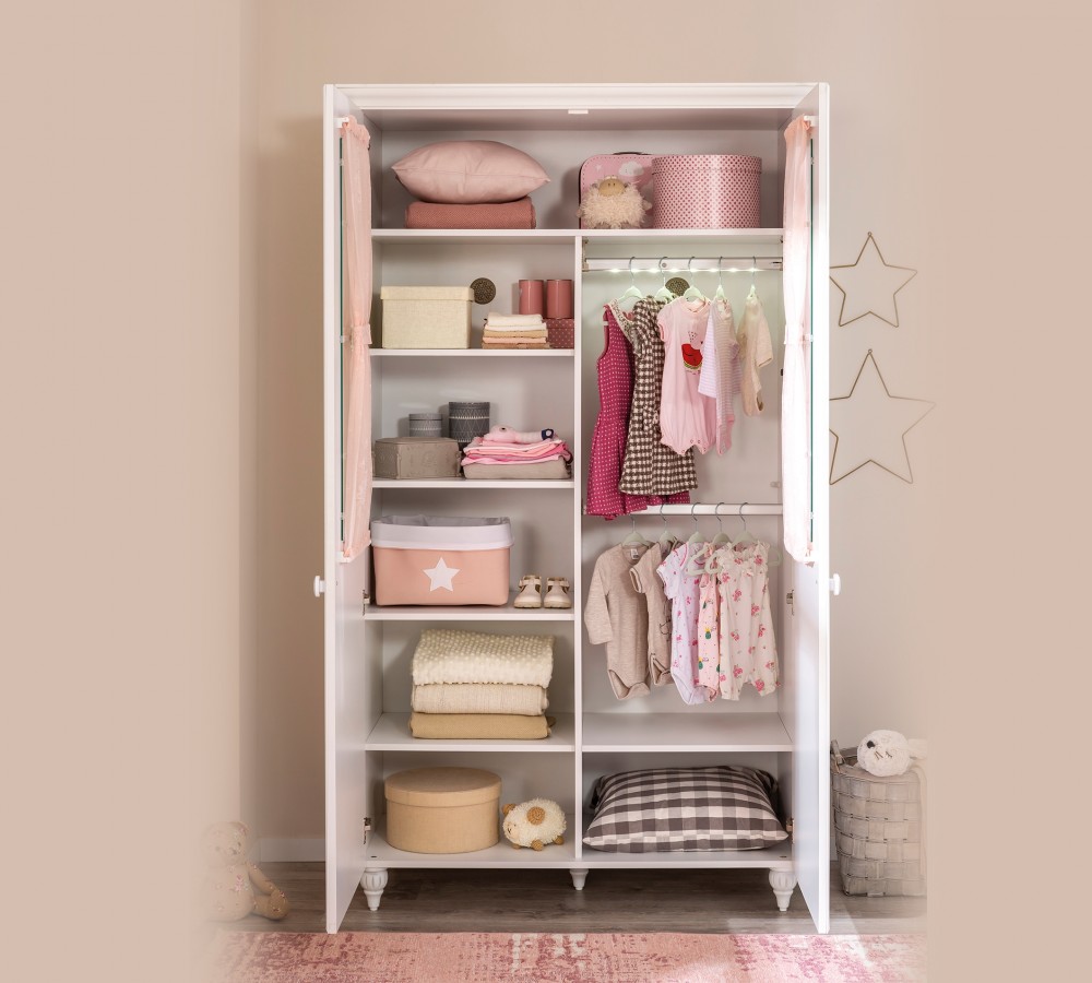 Шкаф распашной белый двухдверный с окном Romantica CILEK ROMANTIC BABY 00-3832151 Белый Santreyd  - Вид №2