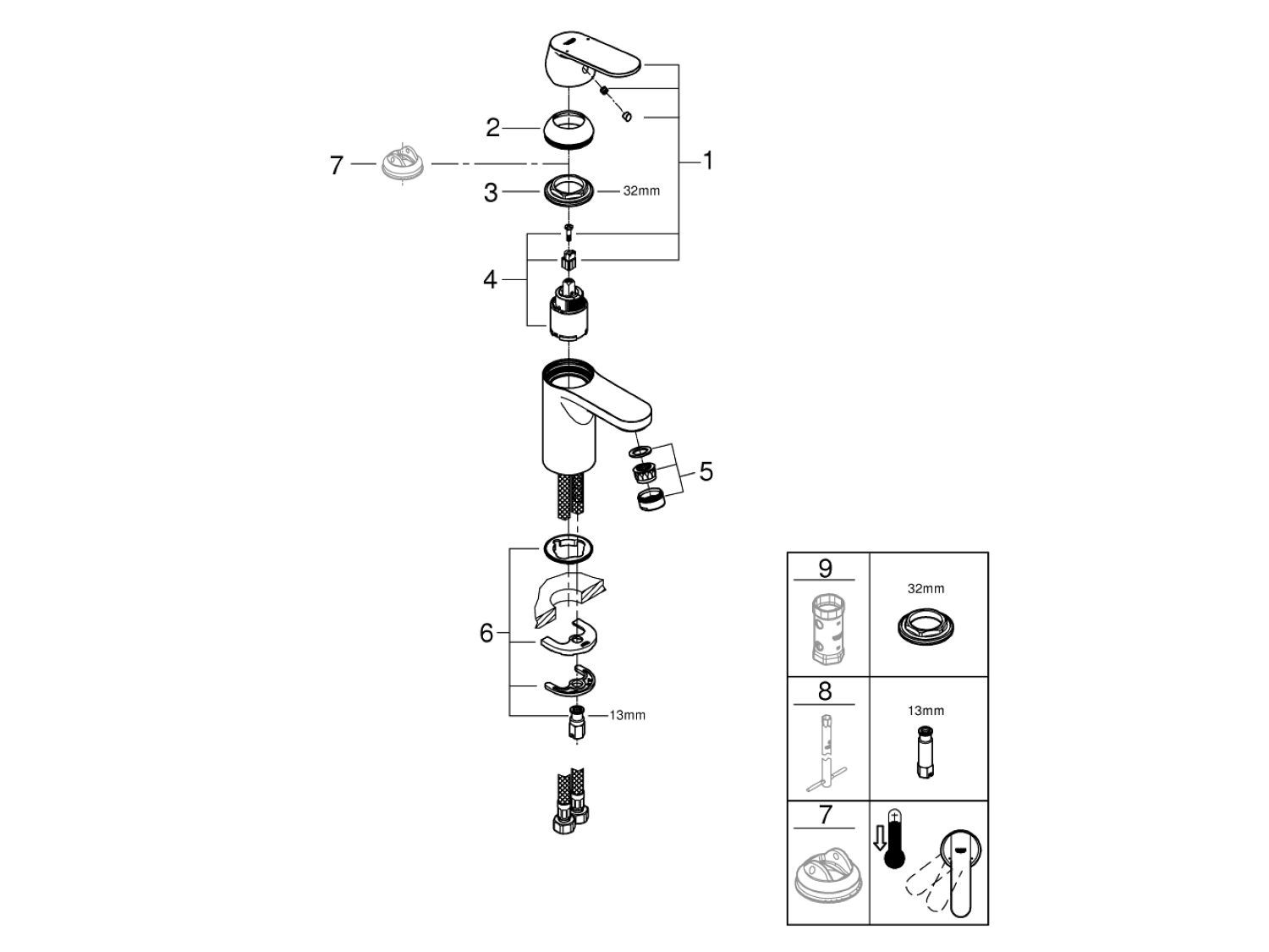 Однорычажный смеситель для раковины Grohe Eurosmart Cosmopolitan ARCH-00095508 - Вид №3