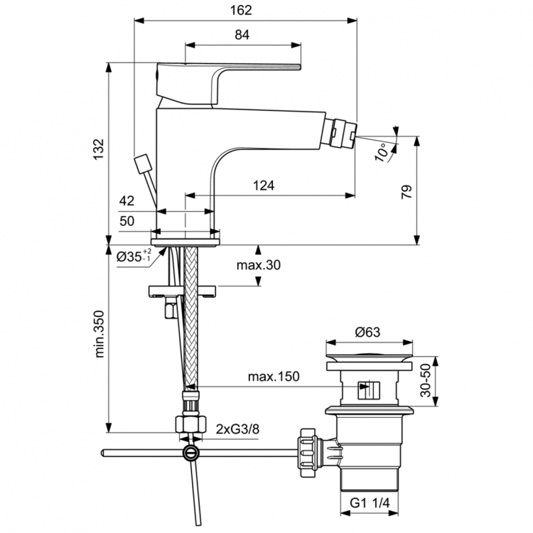 BC492AA Смеситель для биде CERAFINE MODEL D Ideal Standard CERAFINE D - Вид №6