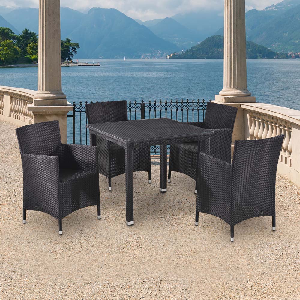 T246ST/Y189D-W5 Black 4Pcs Комплект плетеной мебели Afina 