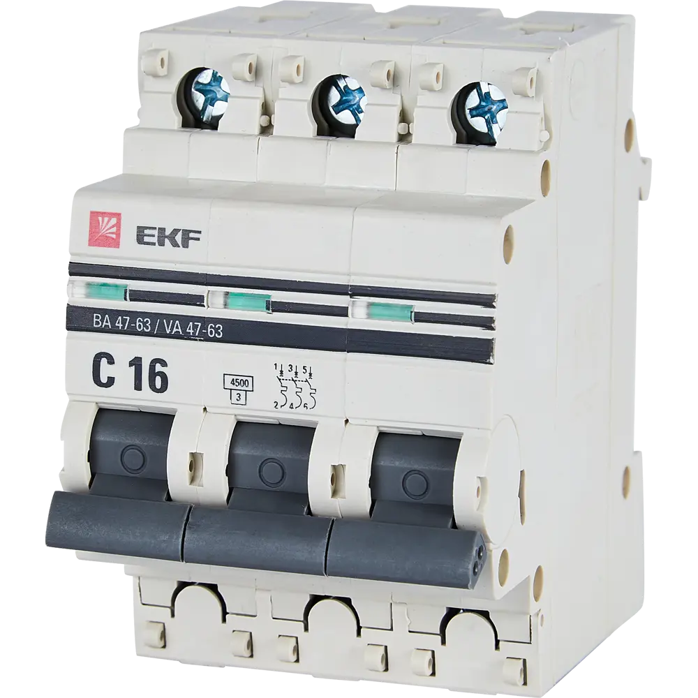 Автоматический выключатель EKF ВА47-63 3P C16 А 4.5 кА STLM-2189399