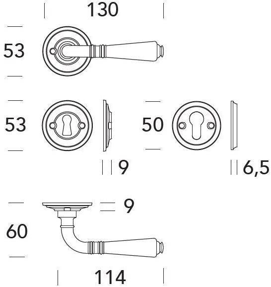 Reguitti Ручка из латуни на розетке Ginevra A040mr20235 - Вид №5