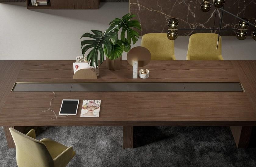 PROF Модульный деревянный стол для совещаний прямоугольной формы с системой прокладки кабелей Block 2.0 sun-id-1369355 - Вид №4