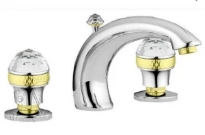 Смеситель MIGLIORE Axo Swarovski ML.AXO-613F.CRDO для раковины - хром/золото, на 3 отверстия