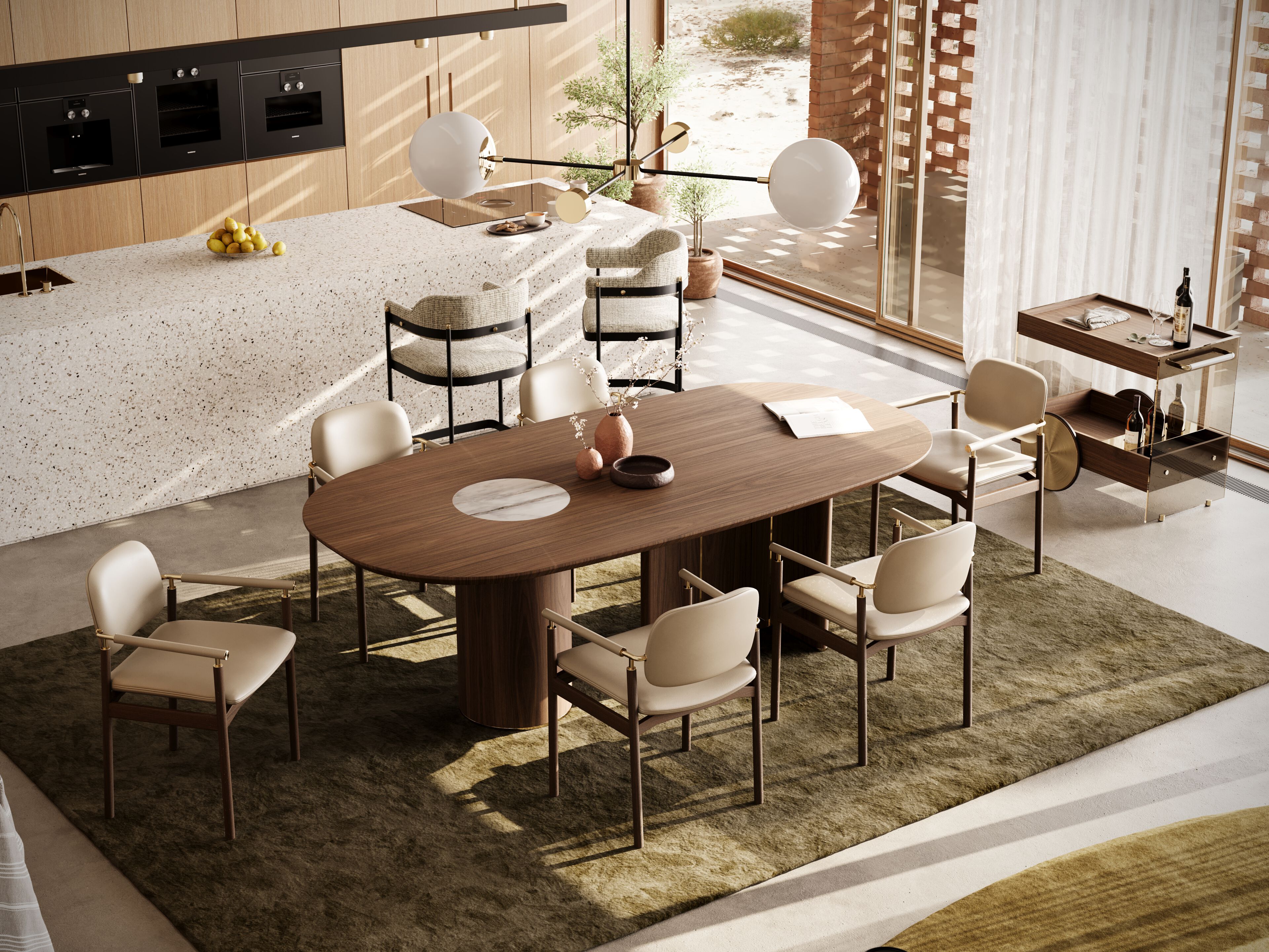 Деревянная и стеклянная тележка для еды Laskasas Essence ARCH-00090903 - Вид №3