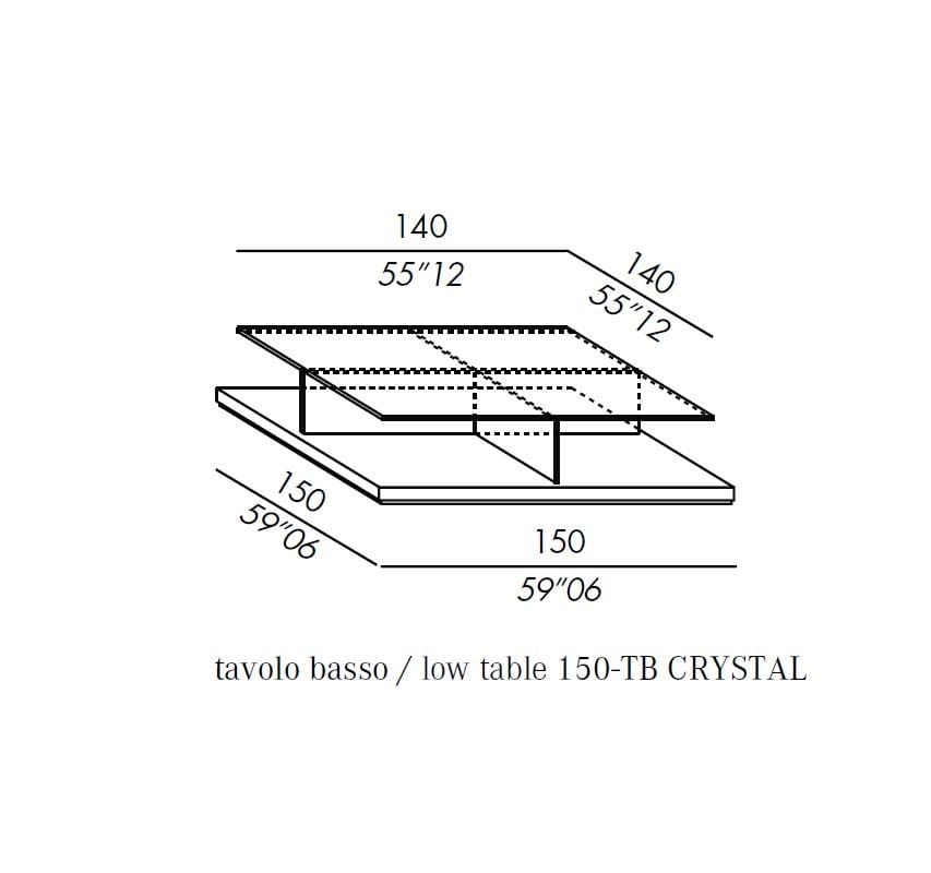 Квадратный низкий журнальный столик из закаленного стекла Meridiani ARCH-00024092 - Вид №7