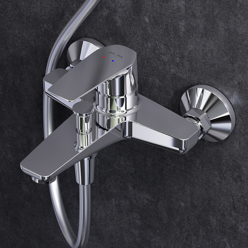 F40890A14 набор 2в1: см-ль д/ванны/душа верхний душ d 220 мм ручн.душ 110 мм 1 ф-ция душевая AM.PM Gem - Вид №2