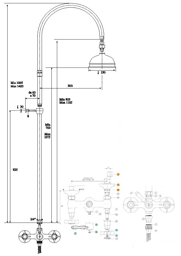 6609200018D200 Душевая система Bandini Old England Santreyd - Вид №1
