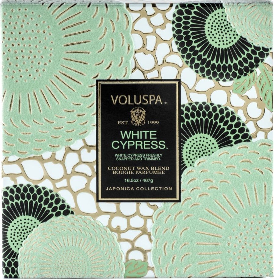 10664209 VOLUSPA Ароматическая свеча Voluspa "Белый кипарис", с 2 фитилями. 468гр 