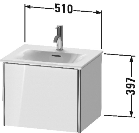 XS422100707 Тумбочка подвесная XSquare #XS4221 510 x 418 мм Бетонно-серый матовый декор Duravit - Вид №1