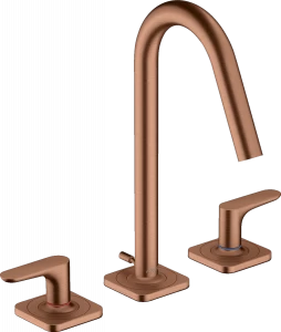 34133310 Смеситель для раковины 160 на 3 отверстия с рычажными ручками, накладками и сливным гарнитуром AXOR CITTERIO M