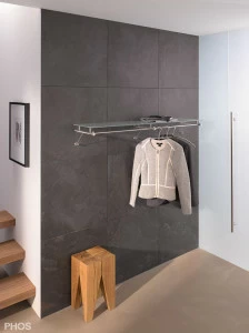 G3-1200G Шкаф навесной, широкий, с платяной штангой и вешалкой для головных уборов из стекла - ширина 125 см PHOS