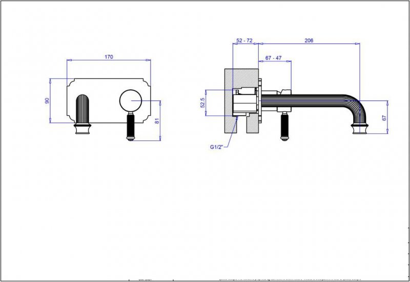 Встраиваемый смеситель на раковину Cezares OLIMP-BLSM2-03/24-L - Вид №1