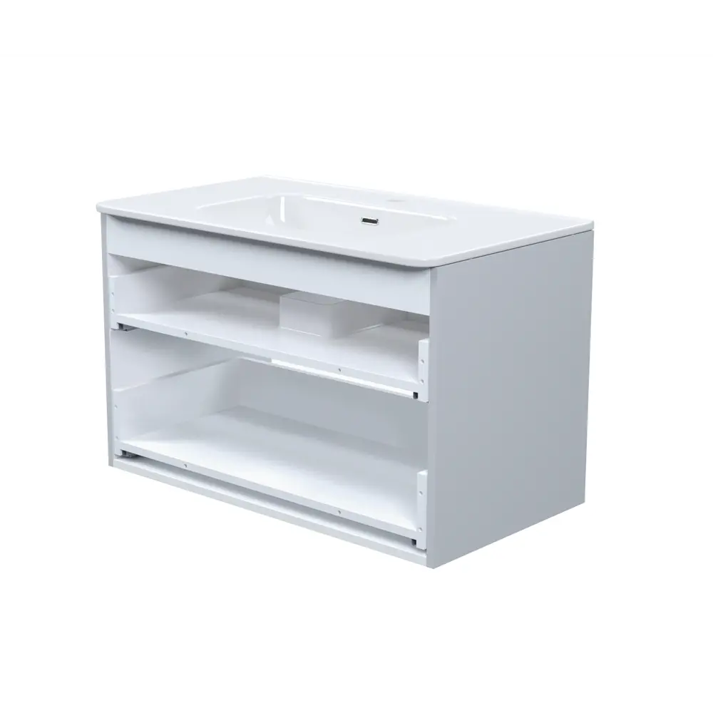 IDDIS Lahta - Подвесная тумба 80 см серого цвета с керамической раковиной 89371284 STLM-1581620 - Вид №1