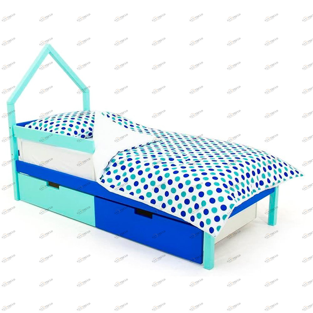 Детская кровать-домик мини Svogen мятно-синяя БЕЛЬМАРКО  326848 Синий;голубой Santreyd 