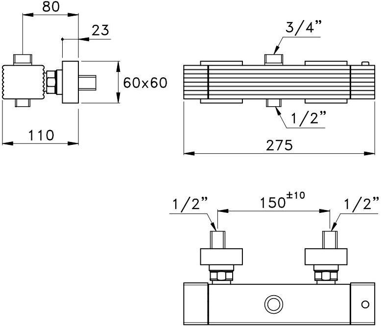 RUBINETTERIE STELLA Смеситель для душа с термостатом на 2 отверстия Casanova 3287tm - Вид №1