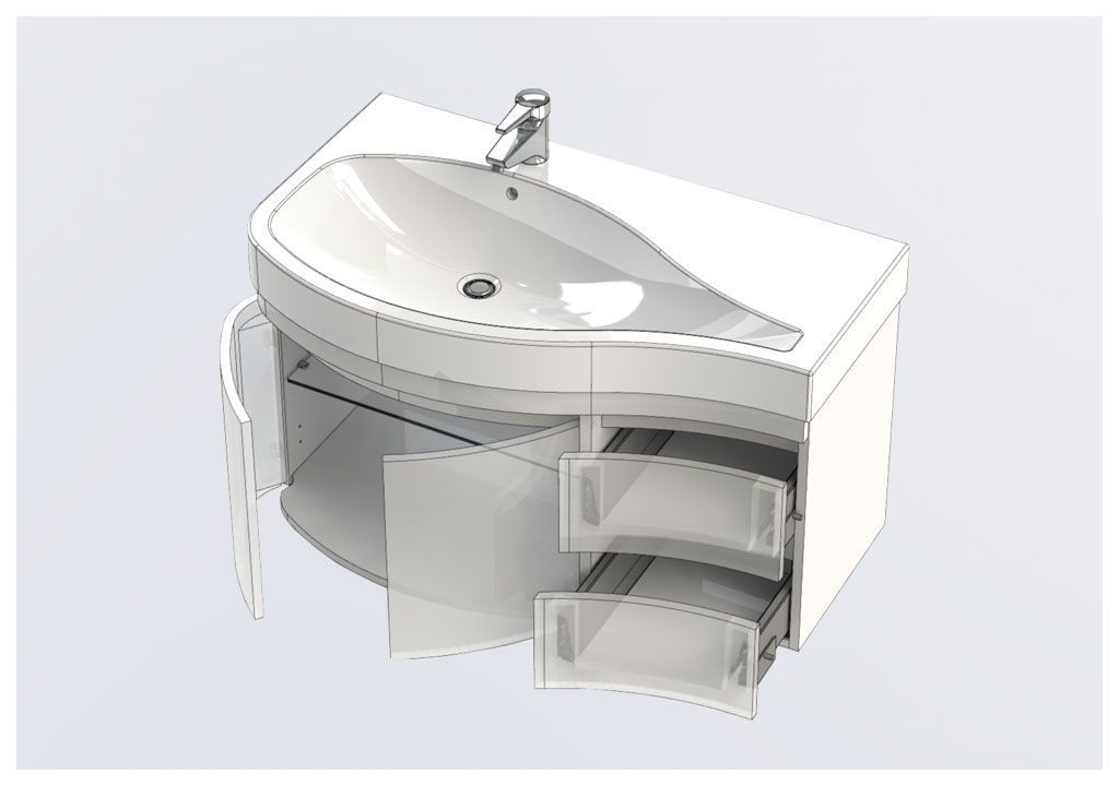 Тумба с раковиной Aquanet Сопрано 95 L белый (2 дверцы 2 ящика) 0016963100169395 - Вид №4