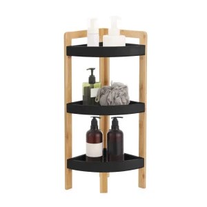 Полка для душа Lemer Nice угловая 3 яруса цвет черный/дерево