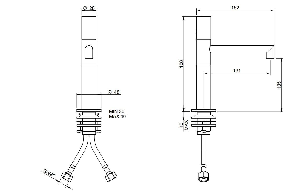 Смеситель для раковины из нержавеющей стали Rubinetterie Treemme 28mm ARCH-00021429 - Вид №1