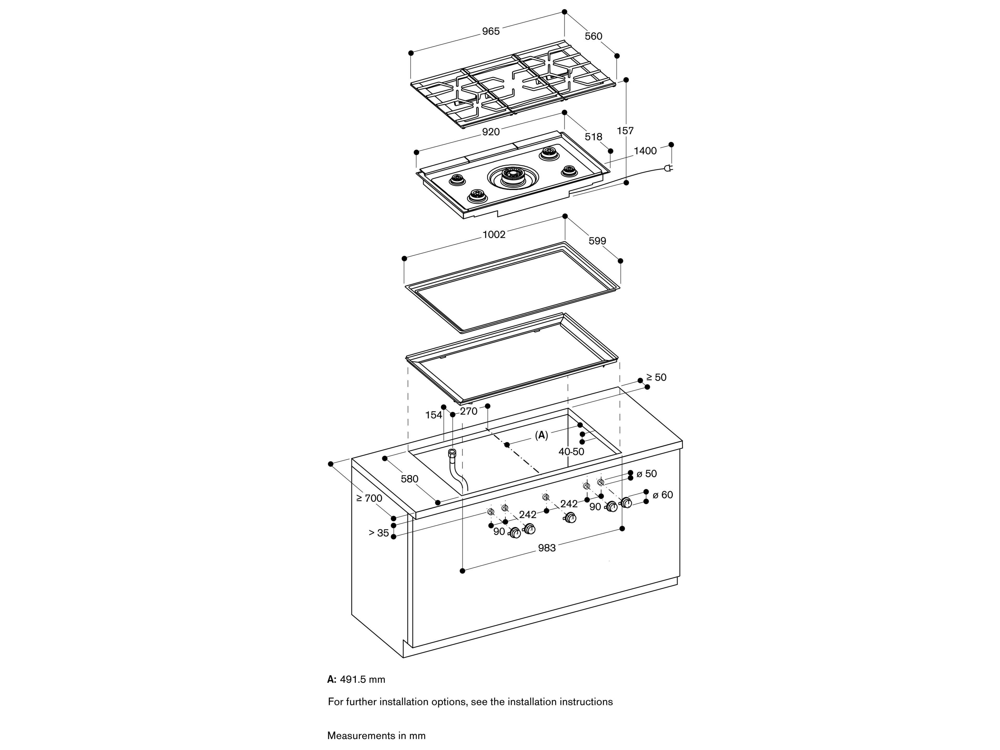 Газовая плита из нержавеющей стали GAGGENAU серия 200 ARCH-00112766 - Вид №3