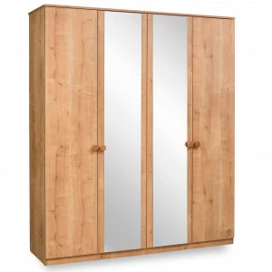 Шкаф четырехдверный с зеркалом орех Mocha CILEK MOCHA 00-3832619 Бежевый