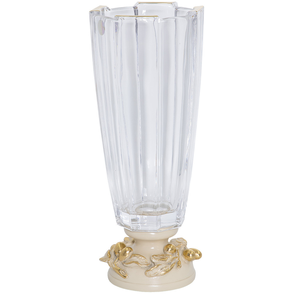 52103 BOGACHO Ваза Oliva Branch Айвори мрамор, стекло 