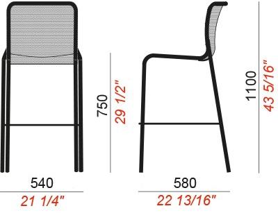 COLOS Высокий табурет из крашеного металла со спинкой Momo net sun-id-1480877 - Вид №2