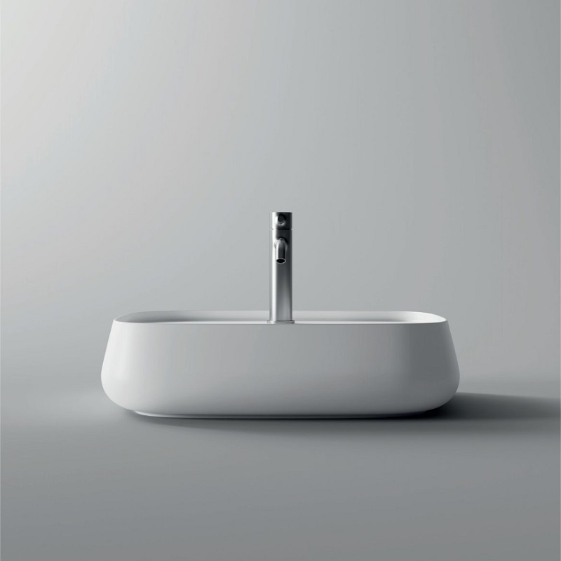 33210101.09 Накладная раковина 600х450х140 мм Alice Ceramica Nur без перелива с 1 отверстием под смеситель Белый матовый - Вид №1