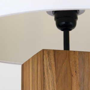 Настольная лампа из дерева и ткани